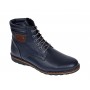 Ghete barbati sport casual din piele naturala cu siret si fermoar (imblanite) - GKR95BL